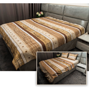 Микрофибърен спален комплект + покривало Relax Beige